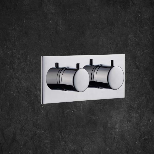 Rubinetto Tondo termostatico orizzontale con piastra - Cromo - Cropelli Shower, sistemi doccia di design per il tuo bagno