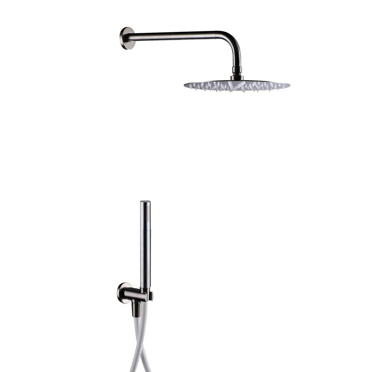 Kit doccia Tondo - Nichel Spazzolato - Cropelli Shower, sistemi doccia di design per il tuo bagno