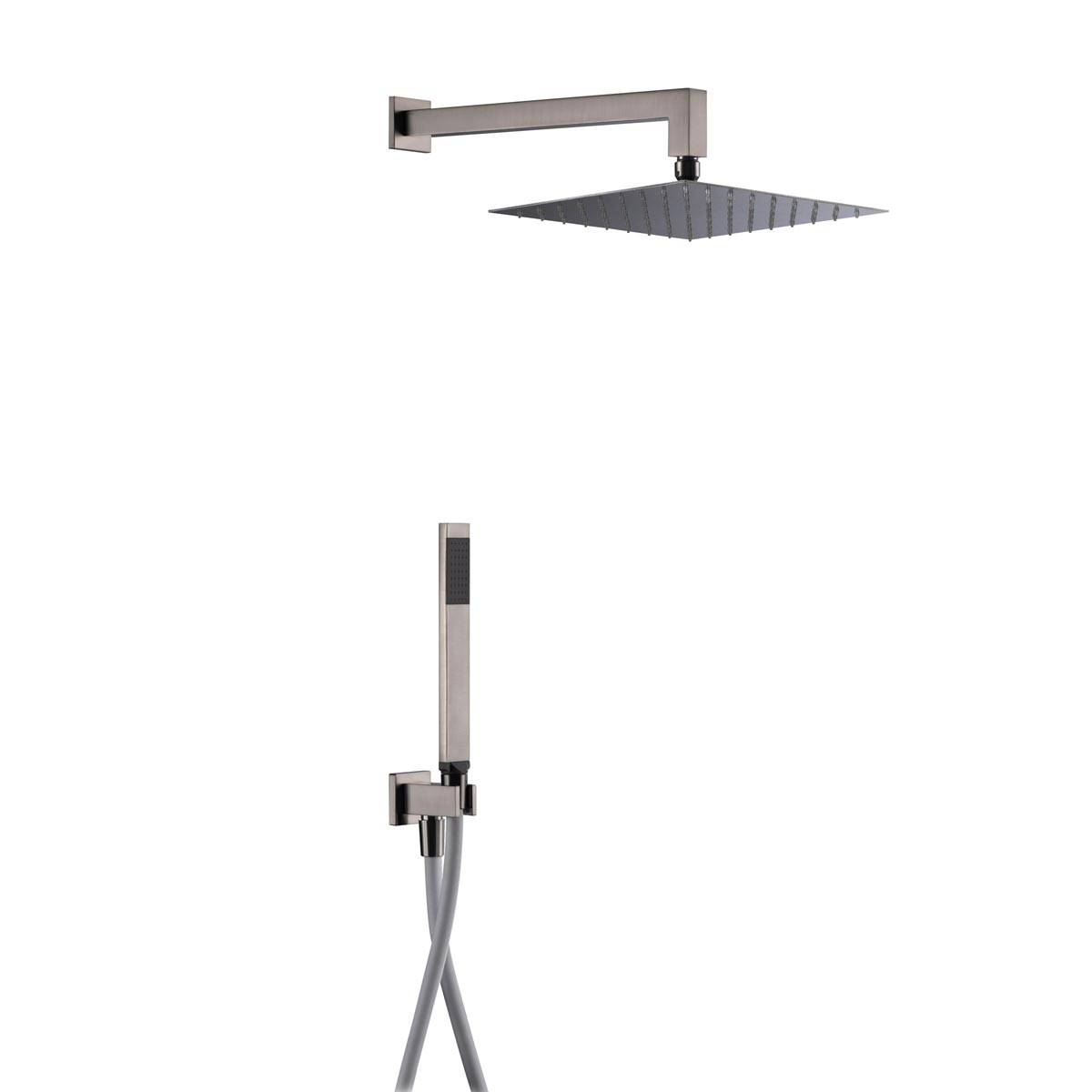 Kit doccia Square - Nichel Spazzolato - Cropelli Shower, sistemi doccia di design per il tuo bagno